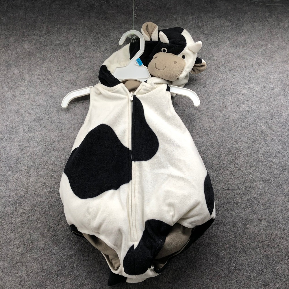 NWT Carters Cow Halloween Costume Baby 3-6m White Black Fleece Padded Bubble